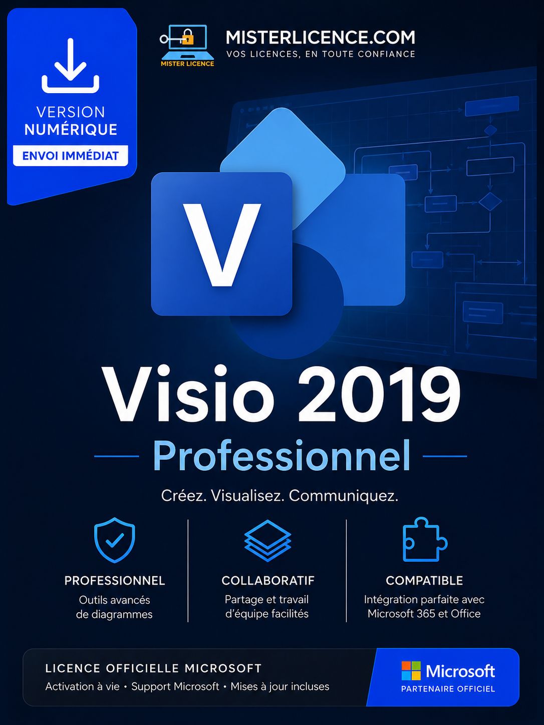 Visio 2019 Pro 5 PC - Licence authentique